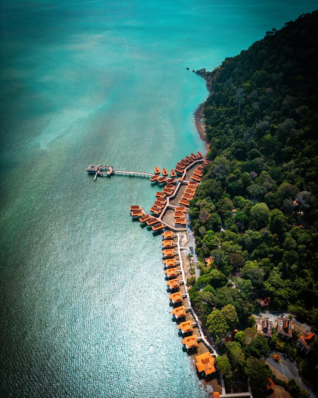 Aerial-View-of-Berjaya-Langkawi-Resort-Overwater-Chalets